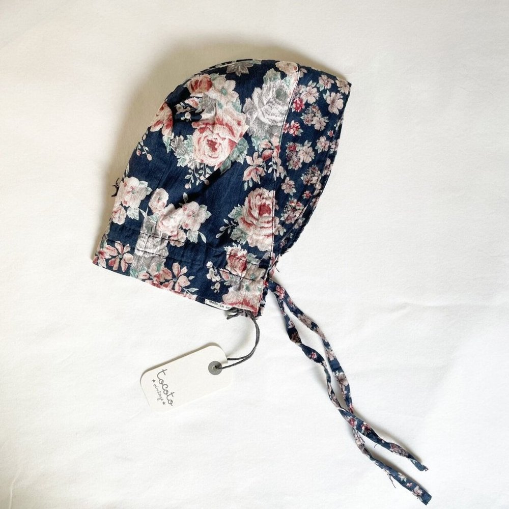 NWT Tocoto Vintage Floral Cottagecore Baby Bonnet Size Small NB-3MOS